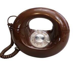 Vintage Brown Sculptura Donut/Purse Rotary Telephone Untested As is 1970's‎